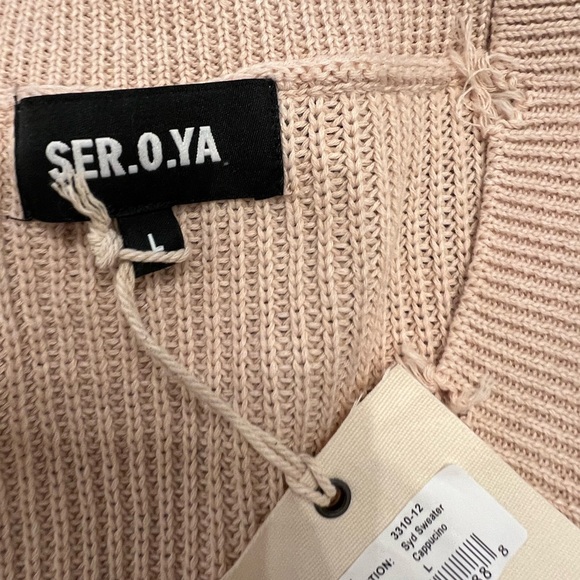 New! Seroya Distressed V-Neck Sweater, Size L - Picture 2 of 2
